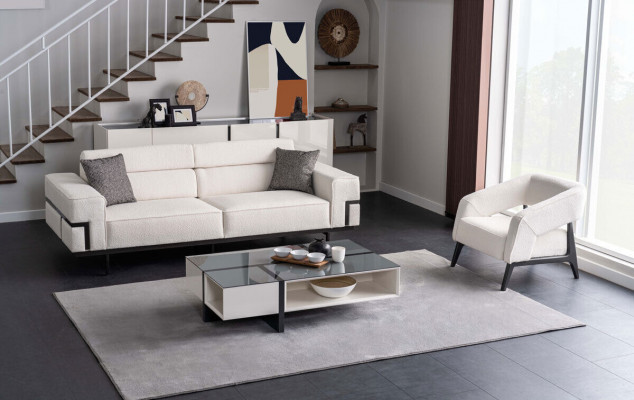 Ensemble de salon moderne composé de 2 canapés et d'un fauteuil nouveauté en 3 pièces.