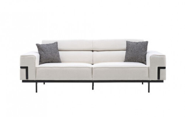 Salle de séjour Rez-de-chaussée Canapé en textile blanc exclusif r Canapé rembourré trois places neuf