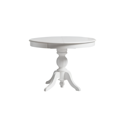 Ensemble salle à manger de luxe Salle à manger Table ronde en bois 3 chaises en tissu blanc
