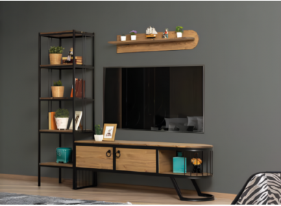 Salle de séjour Meuble TV Étagère TV Armoire Basse Bois Marron Ensemble 3 pièces