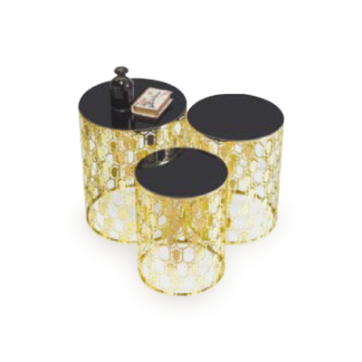 Groupe Tables d'appoint Table basse et Tables basses de canapé 3 pièces Tables basses Or