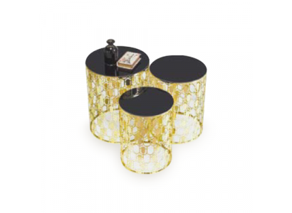 Groupe Tables d'appoint Table basse et Tables basses de canapé 3 pièces Tables basses Or