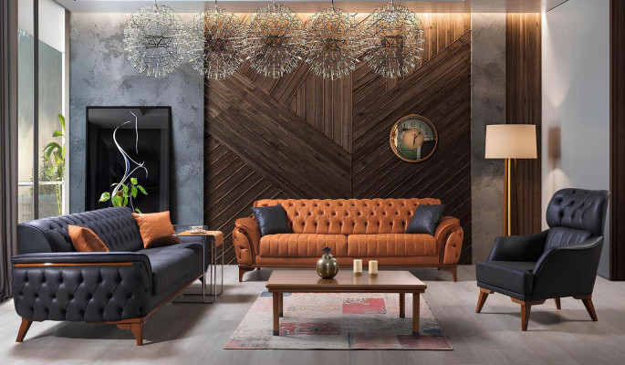 Designer en cuir Chesterfield Trois places Fauteuil élégant