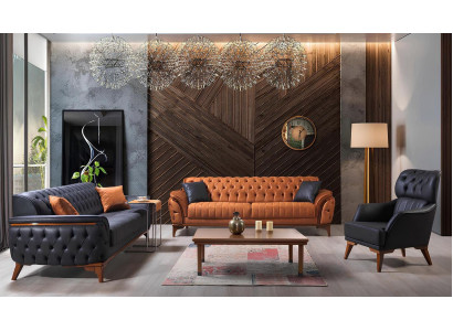 Designer en cuir Chesterfield Trois places Fauteuil élégant