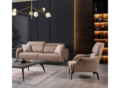 Salon beige Ensemble de canapés en tissu Fauteuil luxueux 3 places une place 2 pièces