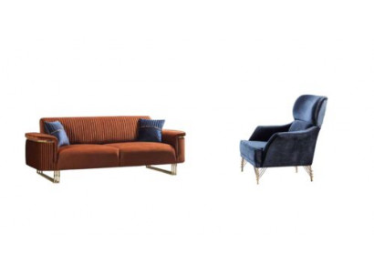 Meubles de salon luxueux Designer Canapé marron exclusif avec 2 fauteuils inclinables