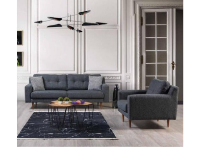 Salon Ensemble de canapés gris Canapé de luxe Rembourrage Sièges Tissu Canapés Fauteuil