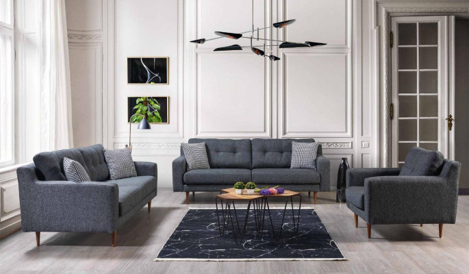 Moderne trois places gris luxueux Salon 3 places Meubles de luxe
