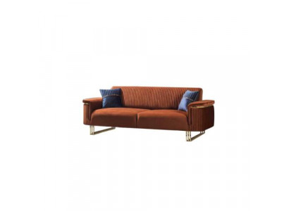 Canapé Orange Trois Places en Tissu Luxueux, Moderne Salon Mobilier d'Assise