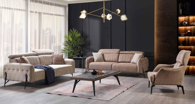 Moderne Fauteuil Beige Salon 1 Place Luxe Siège Rembourré Mobilier neuf