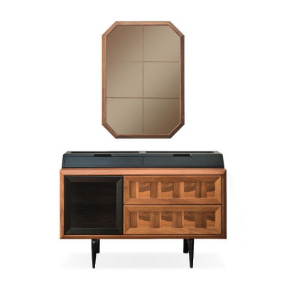 Mobilier de chambre unique Cadre de lit Tables de chevet de luxe Console