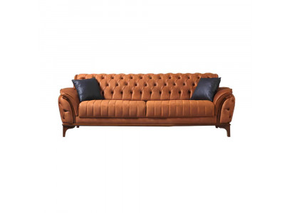 Canapé de luxe moderne 3 places Chesterfield Orange pour le salon.