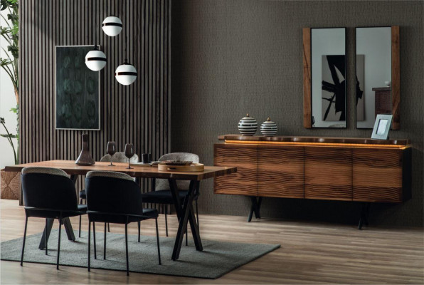 table à manger moderne en bois de r exclusif 6 chaises rembourrées Ensemble salle à manger