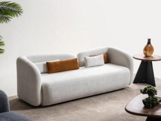 Design moderne Rembourrage blanc Siège Canapé 3 places Canapé Canapés Tissu Textile