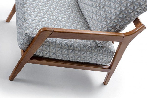 Salle de séjour Fauteuil en bois blanc Cadre en tissu de roubster Elégant fauteuil 1 place