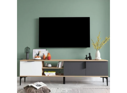 Meuble TV bas, support TV moderne de design rectangulaire en bois de luxe