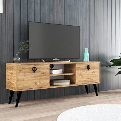Salon brun Meuble TV bas Buffet latéral Meuble TV design moderne Forme rectangulaire