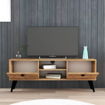 Salon brun Meuble TV bas Buffet latéral Meuble TV design moderne Forme rectangulaire