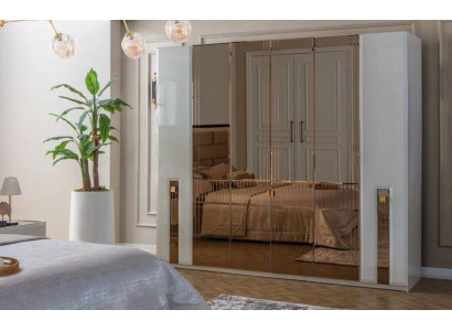 Armoire blanche de luxe pour chambre, meuble en bois avec vitrine en verre