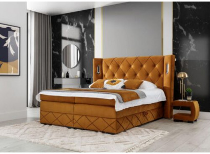 Lit Chesterfield exclusif en cuir marron Tables de chevet Rembourrage Designer Meubles