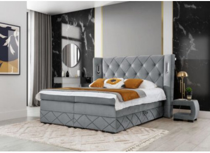 Chambre Set Lit 2x Table de chevet Moderne Complet Meubles de luxe en bois Ameublement