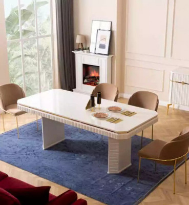 Salle à manger Ensemble Table 6x Chaises Buffet Miroir 9pcs Groupe Suite