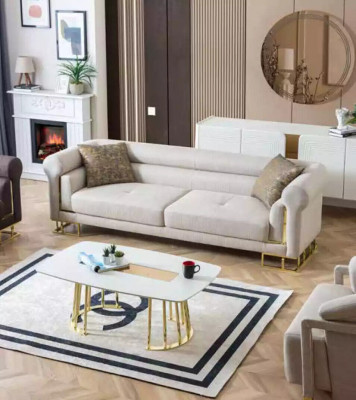 Canapé 3 places en textile Design de salon Moderne neuf de luxe Blanc