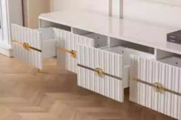 Meuble TV pour le salon Armoire TV Télévision Style Moderne Blanc Luxe Bois