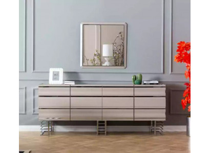 Salon beige Buffet Miroir Design Meubles Console Bois Designer
