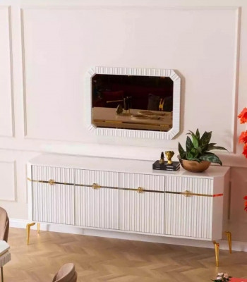 Buffet Design Miroir Meuble Console Bois Salon Designers