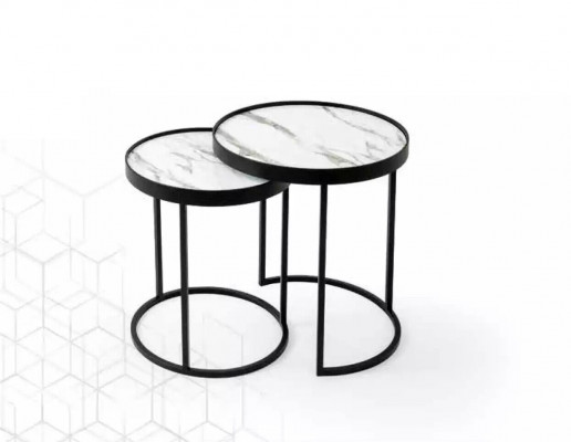 Tables d'appoint 2x Table basse Table basse Table d'appoint en acier inoxydable