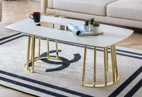 Table basse Blanche Design moderne Meubles de salon Table de luxe nouveau Design de luxe