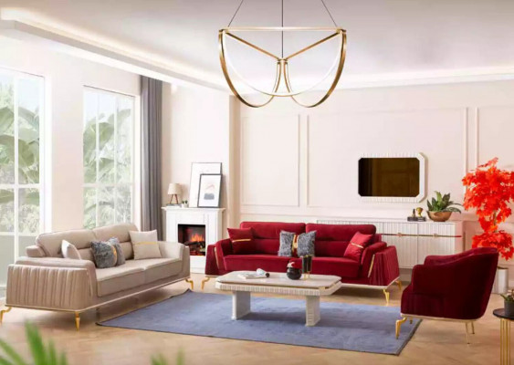 Salon Fauteuil Mobilier Fauteuil pivotant 1 place Moderne Rouge Design Textile