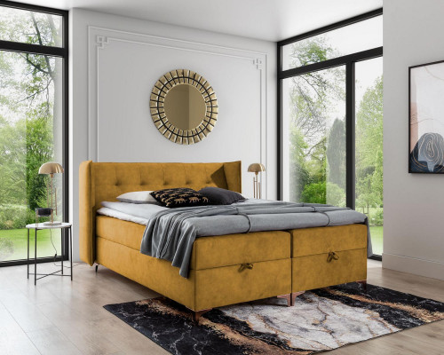 Lit 160x200cm Mobilier de luxe Design Chambre à coucher Lit à sommier tapissier double nouveau