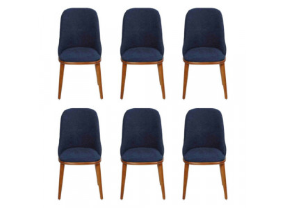 Salle à manger de luxe Bleu 6 chaises Meubles en bois Chaises Design élégant Ameublement