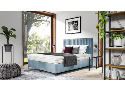 Lit double design bleu Meuble rembourré Chambre lit à sommier tapissé