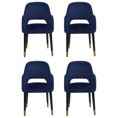 4 chaises de luxe chaises de cuisine bleues de designer de meubles de salle à manger en bois de luxe