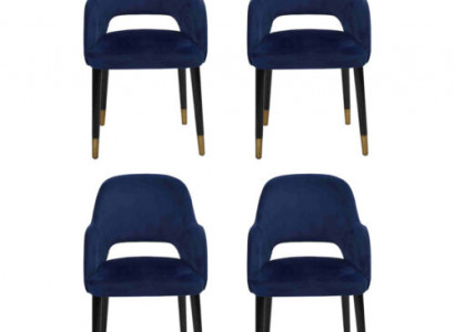4 chaises de luxe chaises de cuisine bleues de designer de meubles de salle à manger en bois de luxe