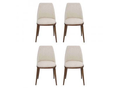 Chaise blanche de jeu de 4 chaises de cuisine de designer de luxe avec cadre en bois