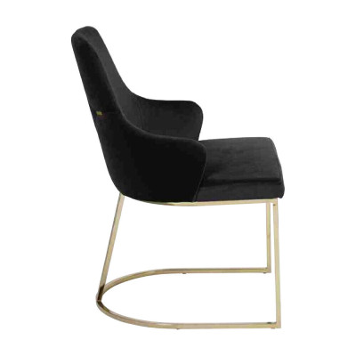 Designer Noir 4x Chaises en métal Luxueux acier inoxydable Meubles Rembourrage