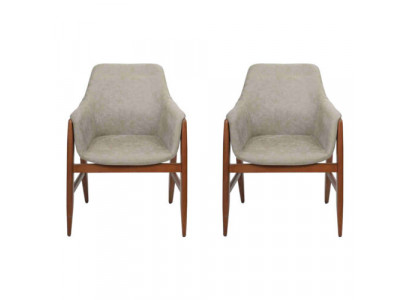 Chaise de salle à manger 2x Chaises Chaise de cuisine Fauteuil en bois Tissu Moderne Gris