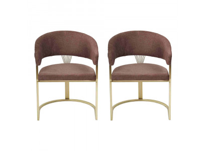 Salle à manger moderne 2x Chaises Designer Luxe éléments en acier inoxydable Textile neuf.