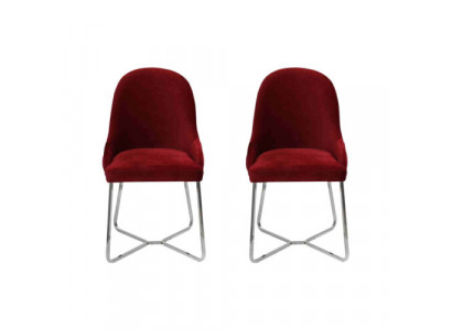 Moderne Rouge 2x Chaises Luxe Mobilier de salle à manger Chaises neuves Mobilier Chaise de salle à manger