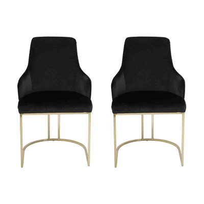 Chaises de salle à manger en acier inoxydable noir 2x Chaises de luxe en tissu d'ameublement ensemble de 2