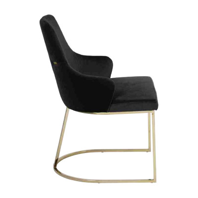 Chaises de salle à manger en acier inoxydable noir 2x Chaises de luxe en tissu d'ameublement ensemble de 2