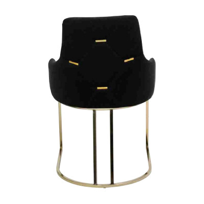 Chaises de salle à manger en acier inoxydable noir 2x Chaises de luxe en tissu d'ameublement ensemble de 2