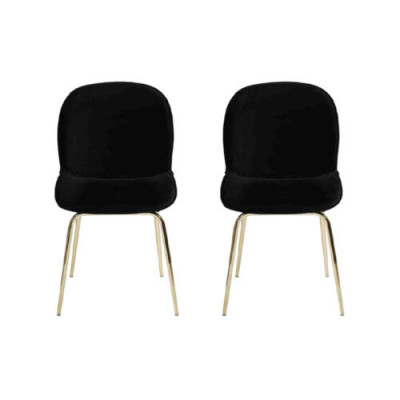 Ensemble de chaises noires de groupe Suite 2x Chaise Set Revêtement textile Siège en acier inoxydable