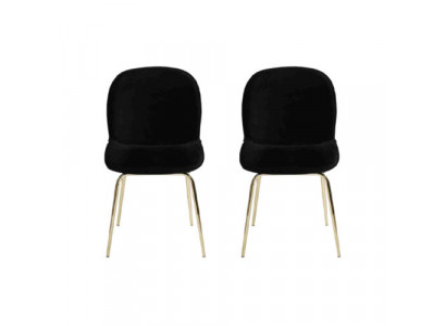 Ensemble de chaises noires de groupe Suite 2x Chaise Set Revêtement textile Siège en acier inoxydable