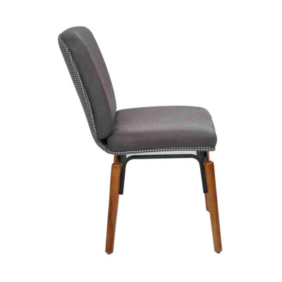 Chaise de salle à manger grise Chaise moderne en bois Siège rembourré de designer Meubles