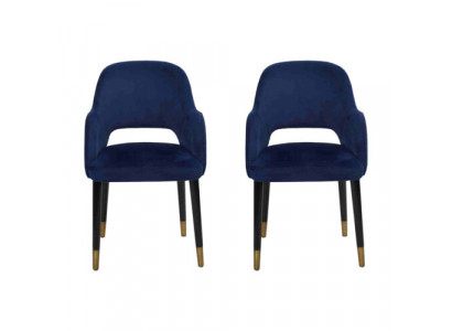 2 chaises bleues exclusives et modernes avec cadre en bois design pour la cuisine.